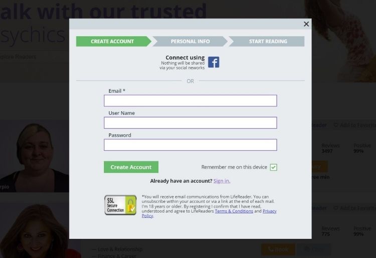 LifeReader Signup Page